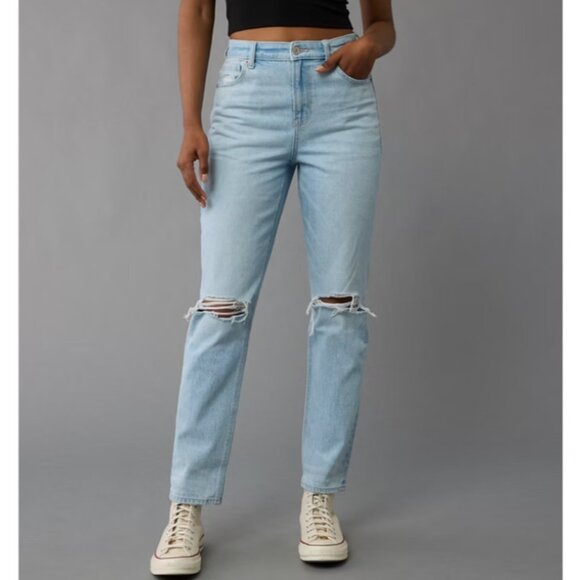 American Eagle mom jeans light wash size 2 X-long - Picture 1 of 16